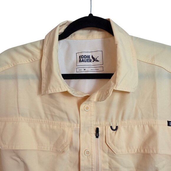 Eddie Bauer Shirt Mens Medium Performance Fishing Outdoor Vented Butter Yellow - Picture 2 of 16
